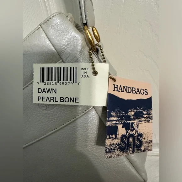 NWT SAS Leather Crossbody / Shoulder Bag in Dawn Pearl Bone Made in USA - Picture 4 of 8